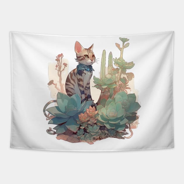 Cute Bengal cat Tapestry by GreenMary Design