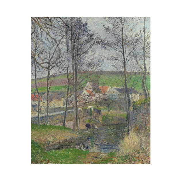 The Banks of the Viosne at Osny in Grey Weather, Winter by Camille Pissarro by Classic Art Stall