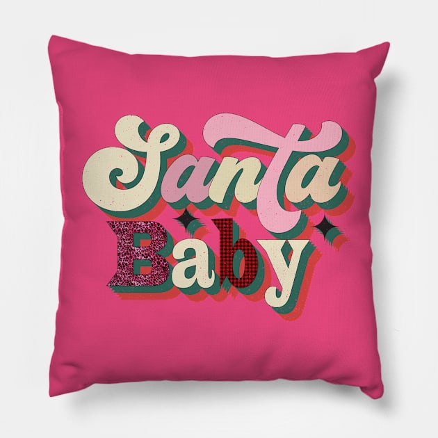 Santa Baby Vintage Christmas Pillow by JDVNart