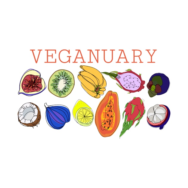 VEGANUARY, fruit rainbow funny quotes by Orangerinka