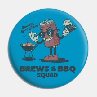 Funny Beer & BBQ Grill Crew Retro Pin