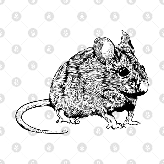 Black and white drawing - mouse by Modern Medieval Design