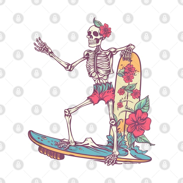 Funny Skeleton On Surfboard by FlawlessSeams