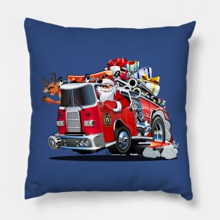 Cartoon Christmas firetruck Pillow