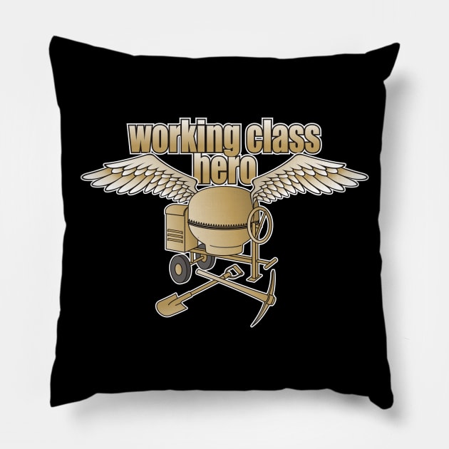 Working Class Hero Concrete Mixer Beige Pillow by sifis