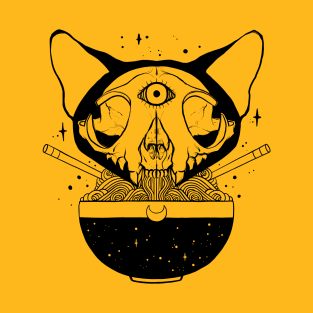 Cosmic Cat Skull Ramen Noodles T-Shirt