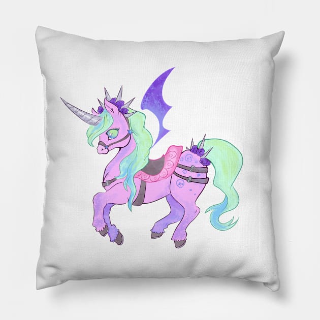 Pastel Goth Carousel Unicorn Pillow by KaijuCupcakes