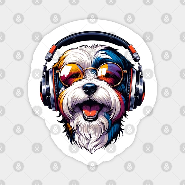 Havanese Smiling DJ with Joyful Soundscapes Magnet by ArtRUs