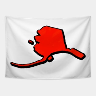 Bright Red Alaska Outline Tapestry