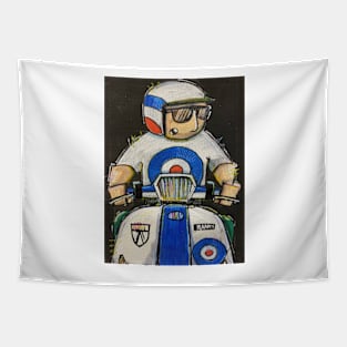 Retro Scooter, Classic Scooter, Scooterist, Scootering, Scooter Rider, Mod Art Tapestry