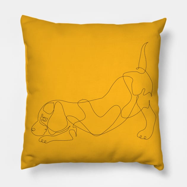 One Line Beagle Pillow by huebucket