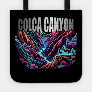 Colca Canyon Peru Artistic Llama and River Gorge Tote