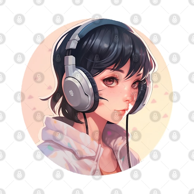 Cute headphone anime girl by AestheticsArt81