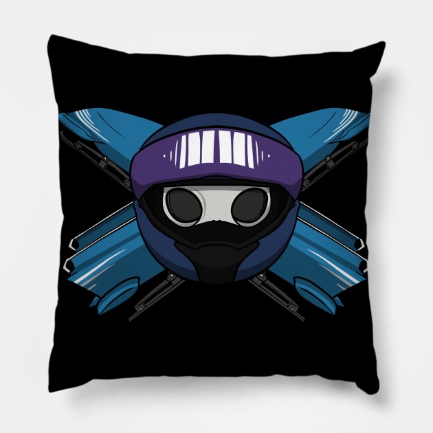 Bobsleigh crew Jolly Roger pirate flag (no caption) Pillow by RampArt