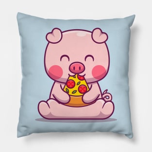 Cute Pig Eating Pizza Pillow