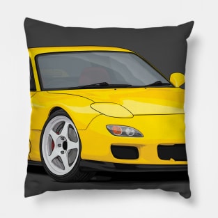 RX-7 Fd3s Illustration yellow Pillow