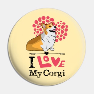 I Love My Corgi T-shirt Pin