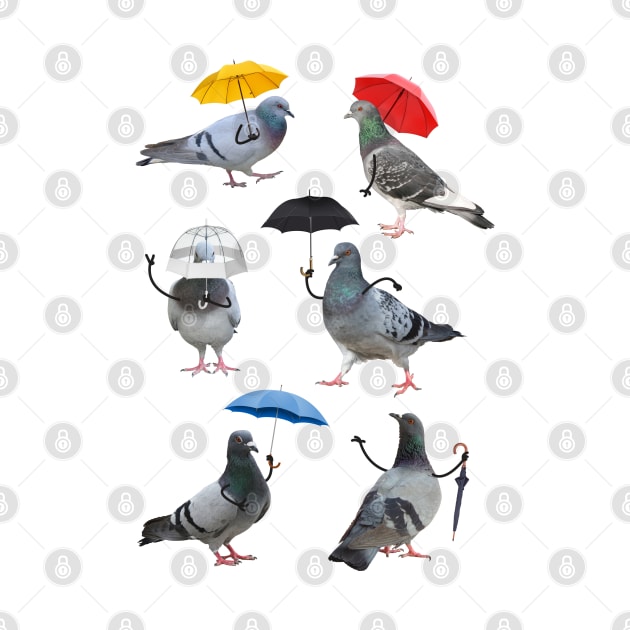 Pigeons with Umbrellas by rycotokyo81