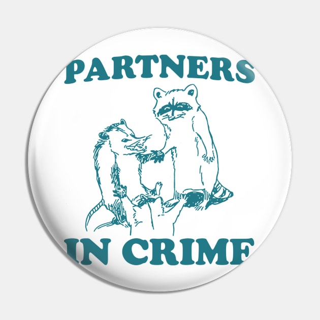 Partners In Crime, Cartoon Meme Top, Raccoon opossum Vintage Cartoon Pin by Y2KERA