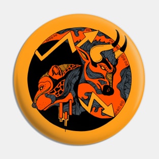 Orangrey Bull and Bear Pin