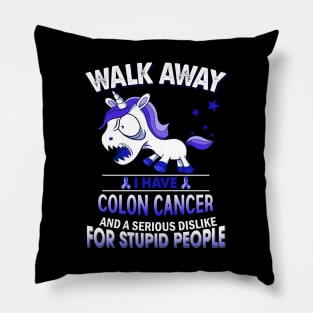 funny colon cancer grumpy unicorn warrior Pillow