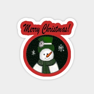 Green Snowman Merry Christmas! Magnet