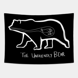 Grizzly Bear with Human Hand "The Unfriendly Bear" Tapestry