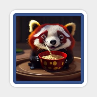 Kawaii Red Panda Eating Ramen Magnet