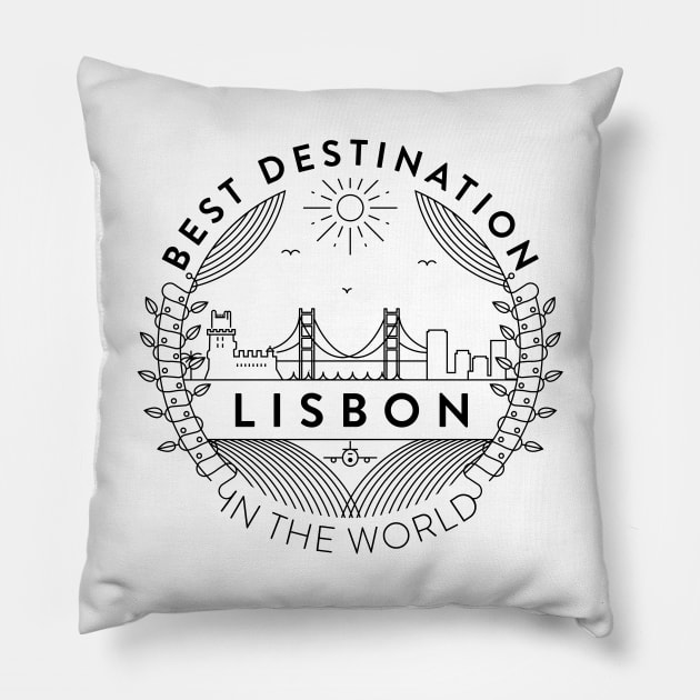 Lisbon Minimal Badge Design Pillow by kursatunsal