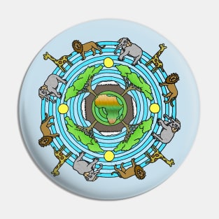 African Serengeti Themed Mandala Style Drawing Pin