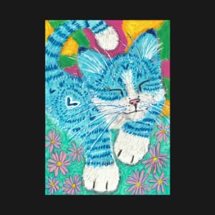 Blue happy cat T-Shirt