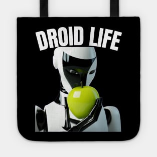 Droid Life Funny Androids Eating Apples Technology Engineering Robot Tote