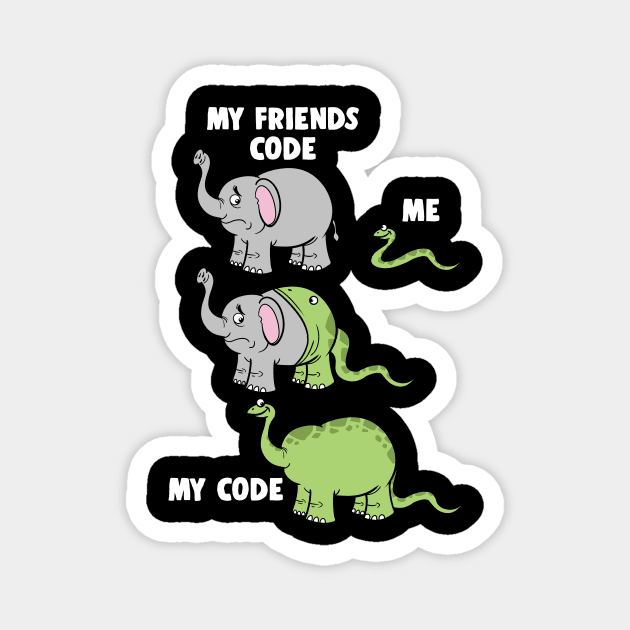 My Friends Code And Me Snake Eating Elephant Magnet by ModernMode