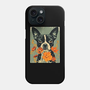 Boston Terrier Flowers Photo Art Design For Dog Onwer Phone Case