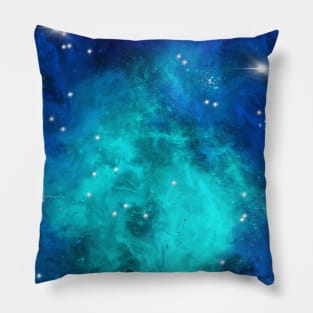 Blue Turquoise Star Nebula Space Galaxy Universe Pillow