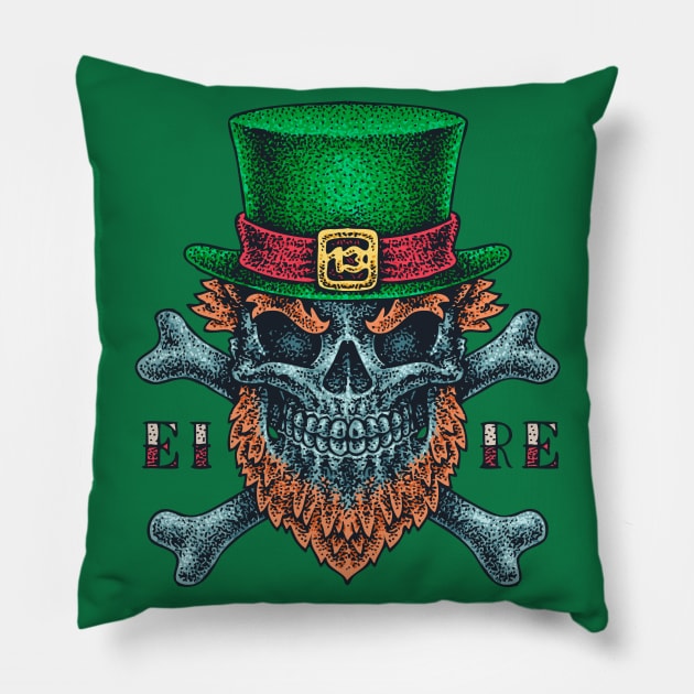 Leprechaun Skull And Bones Pillow by BlackRavenOath