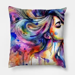 Psychedelic illustration of a woman Pillow