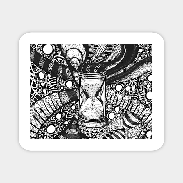 Hourglass illustration with abstract patterns around Magnet by Nathalodi