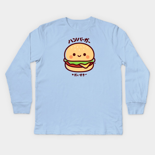 Hamburger Daisuki Kawaii Junk Food Kids Long Sleeve T Shirt