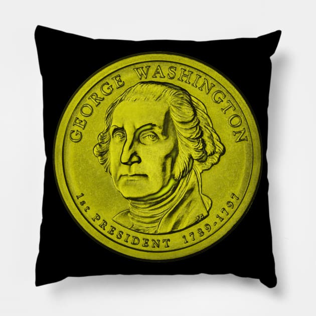 USA George Washington Coin in Yellow Pillow by The Black Panther