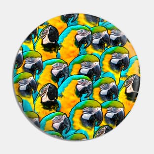 Funny Blue and Yellow Exotic Macaw Parrot Bird Pattern Pin