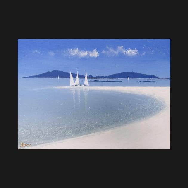 Three sail boats on Samson sandbar by soundy