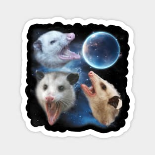 Three Opposum Moon 3 Possum Dead Moon Weird Cursed Meme Magnet