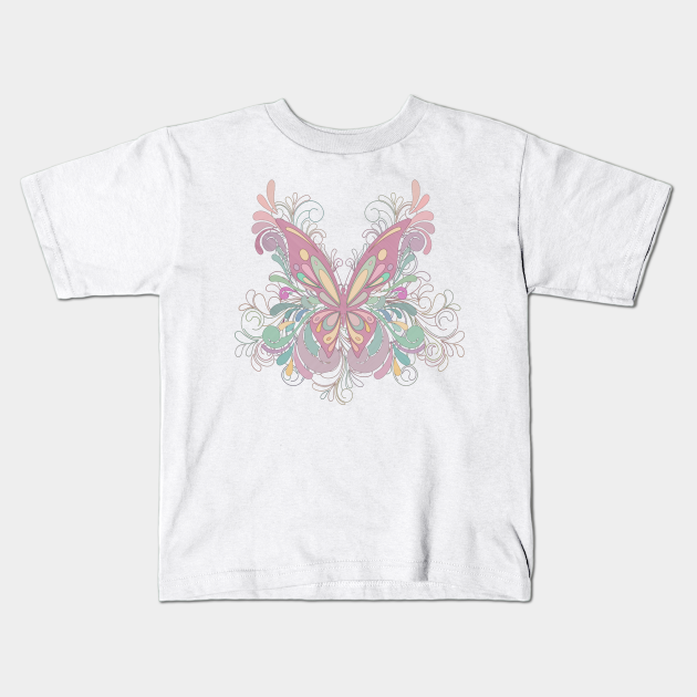 Pretty Pink Butterfly - Swirls - Kids T-Shirt | TeePublic