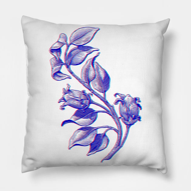 Vintage Floral 3D Style Illustration Pillow by DankFutura