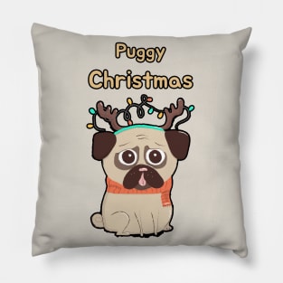 Puggy Christmas Pillow