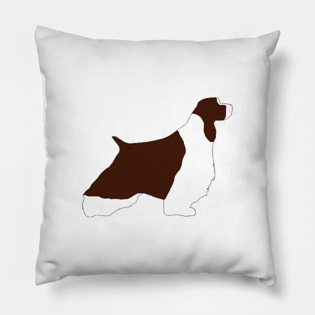 english springer spaniel liver white silhouette Pillow by Wanderingangel