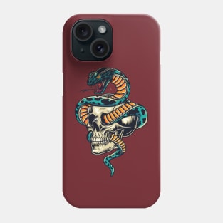 Snake entwined with skull colorful concept Phone Case