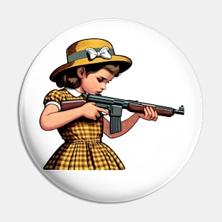 The Little Girl and a Toy Gun Pin