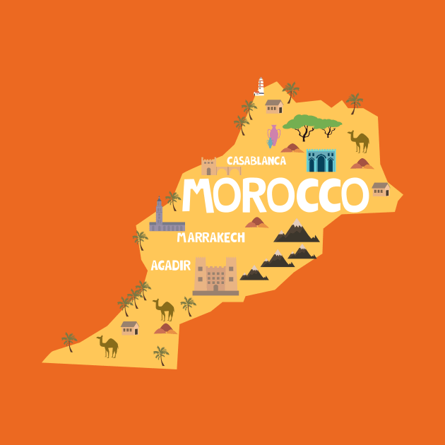 Morocco Illustrated Map by JunkyDotCom